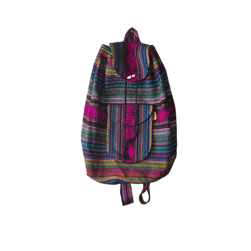 Artesanias Pinzon Mexican Multicolored Woven Boho Backpack